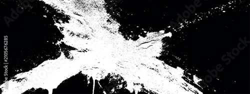 Photos High contrast white paint splatter texture on black background featuring rough e