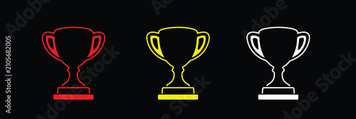 Colorful Trophy Cup Icons Collection Vector Illustration