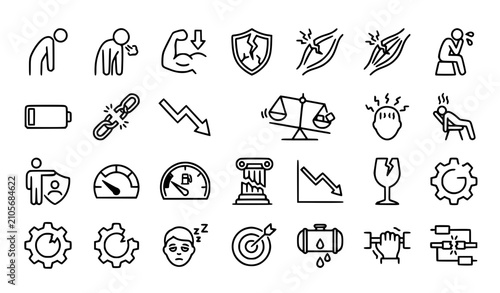 Weakness Concept Icon Set Vector Collection Isolated on White Background