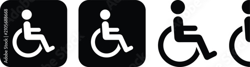 Disabled handicap wheelchair accessibility international public symbol icons set isolated on a white background vector illustration