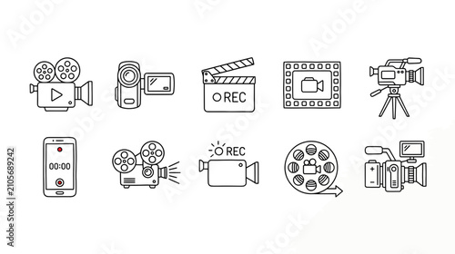 Vintage and Modern Video Camera Icons Collection