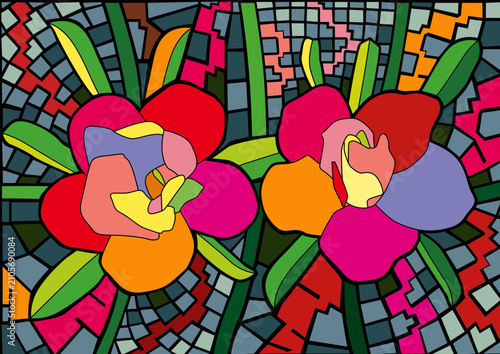 flower colorful stained glass background illustration vector