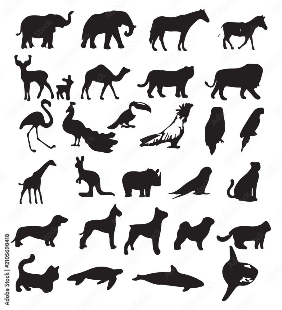 Obraz premium set of silhouettes of animal.