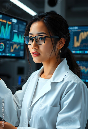 Young asian female scientis...