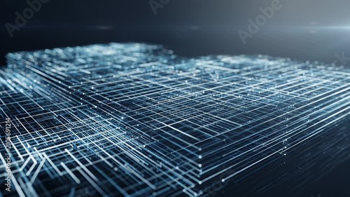 Digital Circuitry Abstract Background with Glowing Data Streams and Interconnected Network Infrastructure Architecture