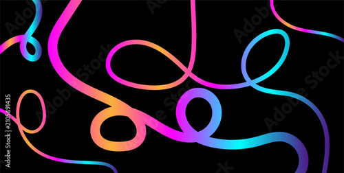 Abstract gradient flowing lines on black background with abstract, gradient