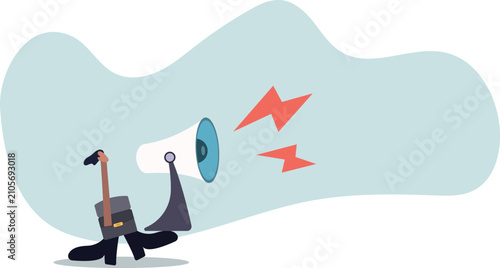 Cuadro en lienzo Amplify megaphone, communication voice or advertising message, important announcement loud shouting,human life and situation