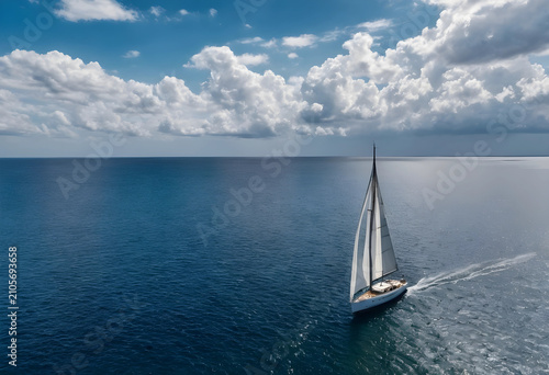 Aerial view of sailboat sai...
