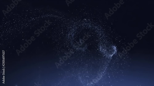 Abstract Background Featuring Flowing Luminous Particles Creating a Dynamic Swirling Nebula Effect in Deep Blue Space