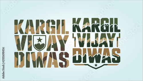 Bilde på lerret Kargil Vijay Diwas Patriotic Banner Design Honoring Indian Army Soldiers with Na