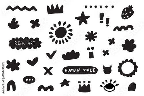 Hand drawn doodle elements collection. Decorative doodle shapes set. For notes, planners, presentations and creative design projects.