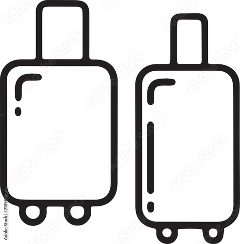 Travel Luggage and Suitcases on Wheels Line Art Icon