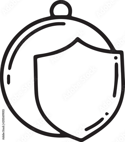 Global Travel Insurance and Security Shield Line Art Icon