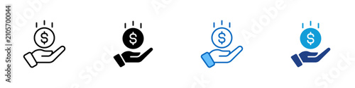 Foto Receiving Money Reward Multiple Style Icon Design Vector - Hand holding radiatin