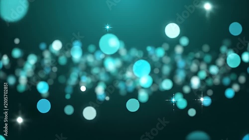 Abstract Teal Glowing Bokeh Background with Shimmering Light Particles and Soft Blurred Circles for Modern Digital Design