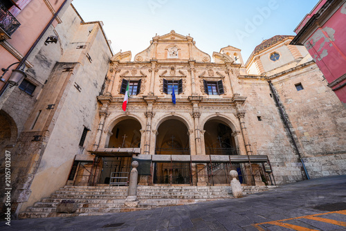 Fotografi Baroque facade and staircase of the Church of Saint Michael in Cagliari, Sardini