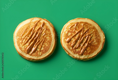 Two pancakes with caramel d...
