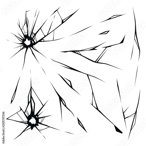 Vector collection set of shattered glass silhouettes.