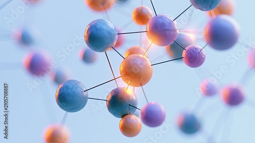 Abstract molecular structure with glowing spheres connected by lines