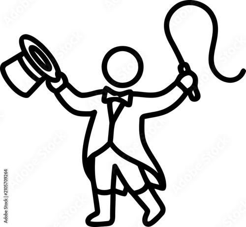 Картината върху платно Circus Ringmaster Icon: Top Hat, Whip, Bow Tie, Tuxedo - Performance Concept