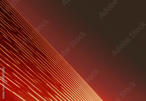 Illuminated parallel lines ascend diagonally against a gradient background