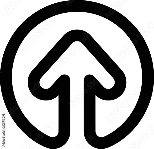 Black arrow pointing up inside a circle, simple graphic icon, vector illustration