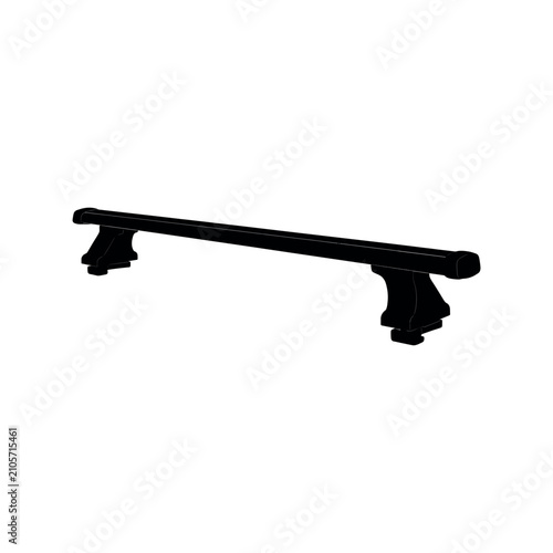 Black car roof rack cross bar isolated on a white background