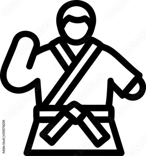 Canvastavla Martial arts fighter icon, karateka in gi uniform, combat pose, vector illustrat
