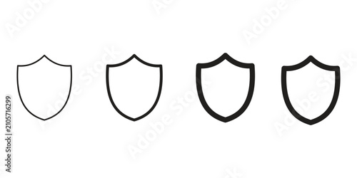 Fotografía Set of shield icons with different stroke thickness Vector