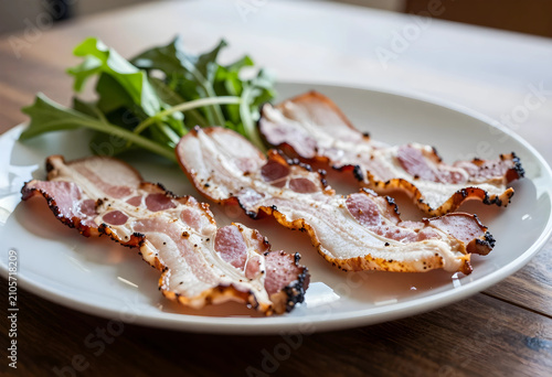 Five slices of cooked bacon...