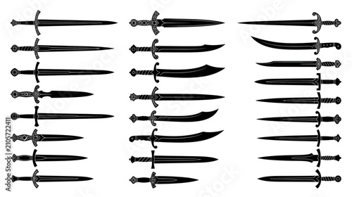 Foto Collection of Historical Swords and Daggers Silhouette