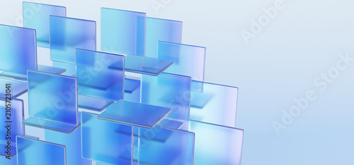 Square pattern layer glossy bright glass gradient abstract futuristic background refraction geometric tech wallpaper cover design concept. creative dynamic banner. 3d rendering