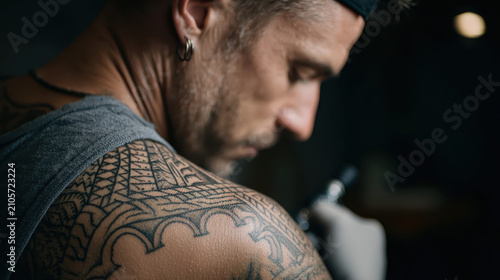 Fresh Ink on Male Back from Professional Tattoo Artist