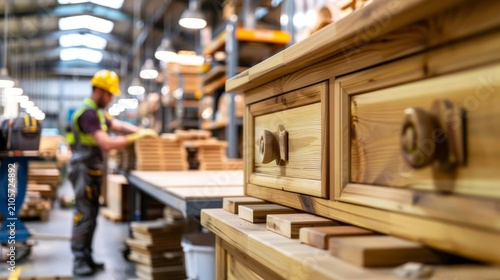 Wooden drawers gleam in warm, natural light