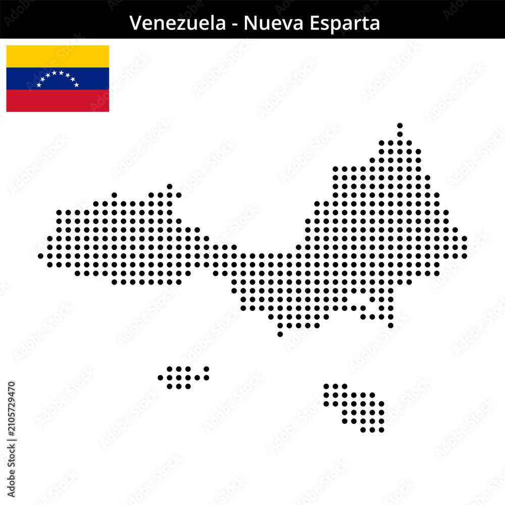 Fototapeta premium Map of Venezuela region Nueva-Esparta in medium size dots