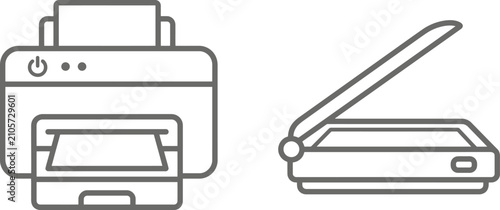 Canvastavla Line icons of printer and scanner