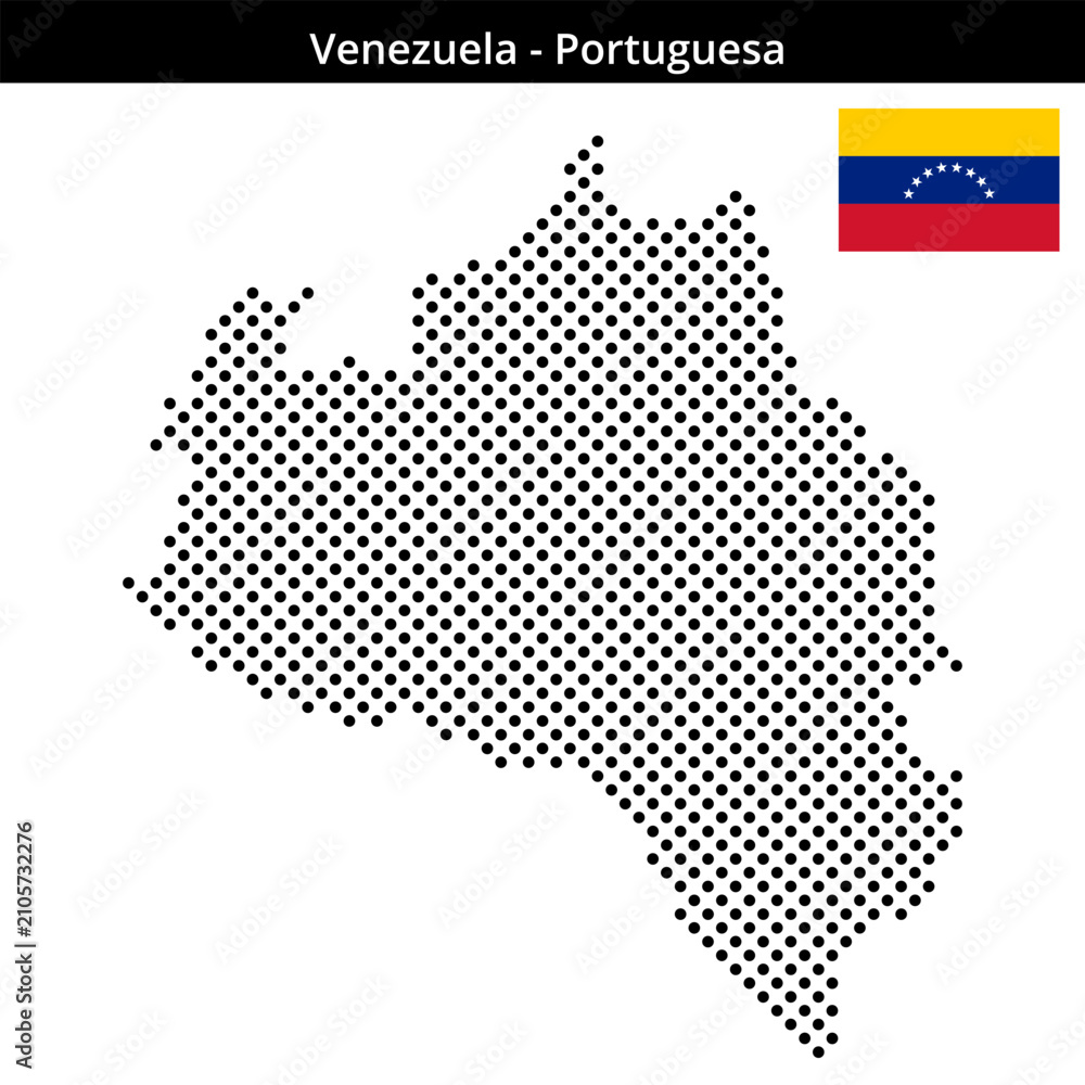 Fototapeta premium Map of Venezuela region Portuguesa in medium sized cross shaped dots