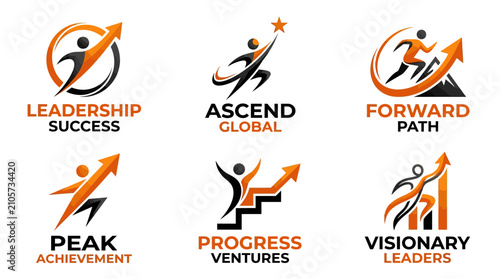 Collection of professional business success and leadership achievement logo designs