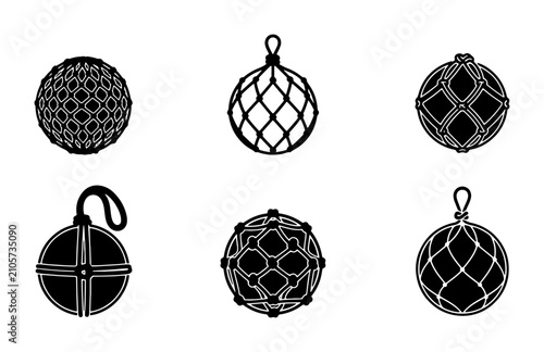 Foto Nautical Buoys, Fishing Floats, Marine Markers Vector Icons Set, Maritime Symbol