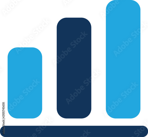 Simple Three Bar Chart Vector Icon for Business Growth Statistics