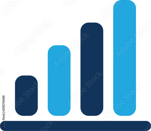 Rounded Bar Graph Vector Icon Showing Increasing Business Growth Trend