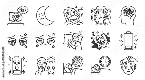 Photos Collection of sleep and tiredness related icons.