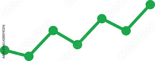 Photography Green line graph illustrating growth and fluctuating trends