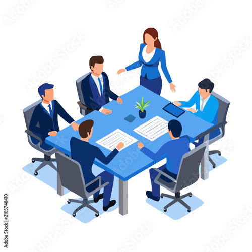 Diverse business team in a meeting. Corporate professionals collaborating at office desk.