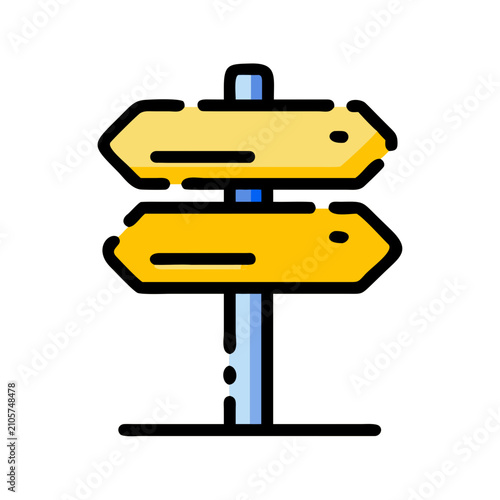 Blank yellow street sign icon. Directional road sign for navigation and wayfinding.