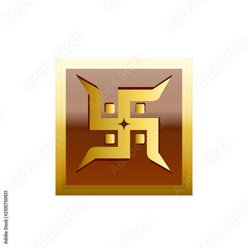 Naklejka Premium Gold Hindu Swastik Round Sticker Vector