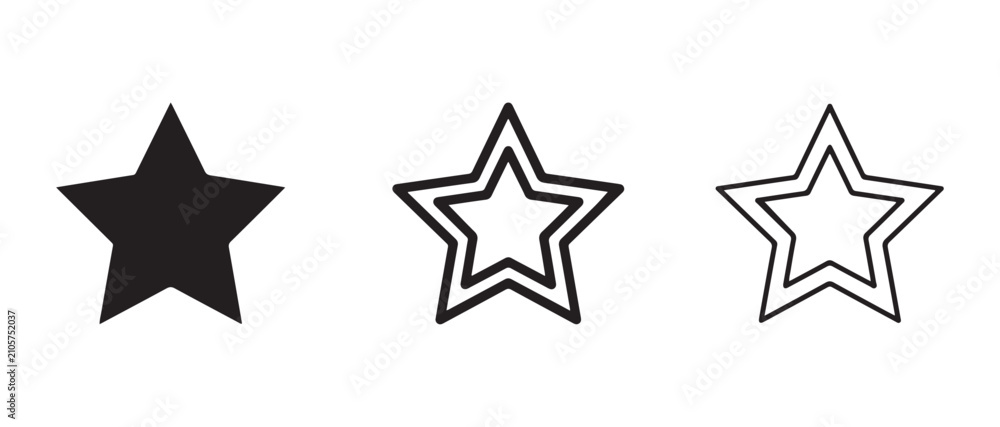 Fototapeta premium star icons with varying fill styles for graphic design and illustration projects
