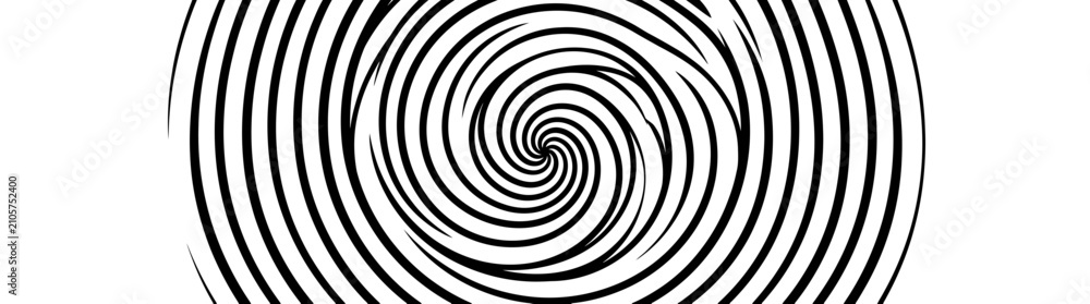 Fototapeta premium Black and white abstract spiral vortex pattern