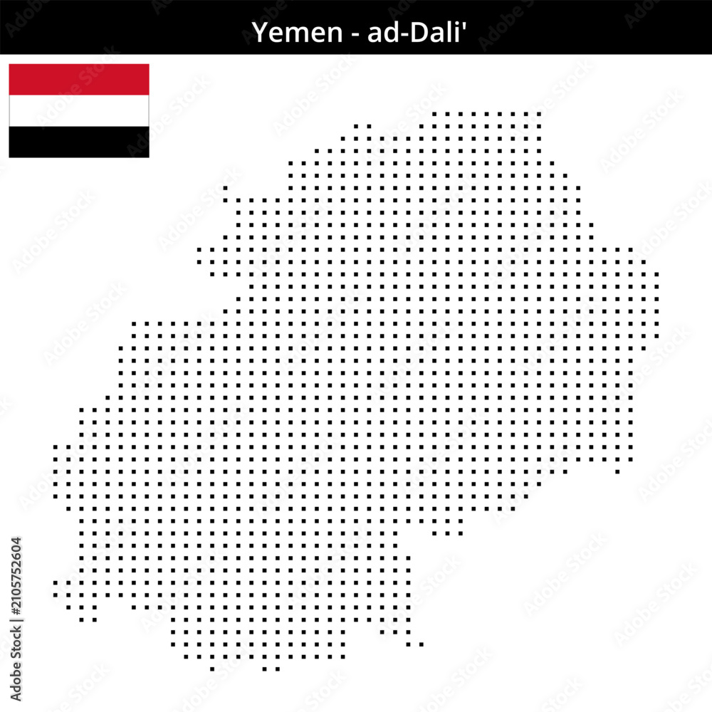 Fototapeta premium Map of Yemen region ad-Dali' in small size square dots
