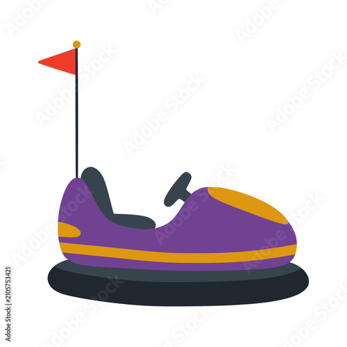 Purple bumper car dodgem ride at amusement park